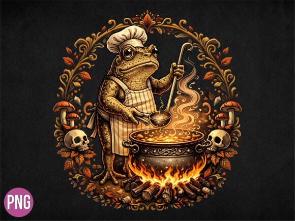 Cooking Toad Frog Sublimation Design PNG: A Whimsical Asset