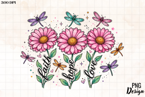 Faith Hope Love PNG Design: Vibrant Florals for Uplifting Creations