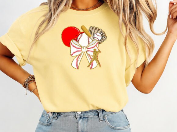 Game Day Glam: The Allure of the Baseball Preppy Coquette T-Shirt Design