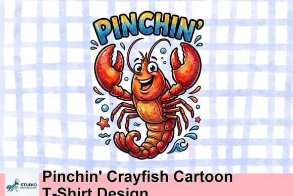 Pinchin' Crayfish Cartoon T-Shirt Design: A Playful Branding Asset